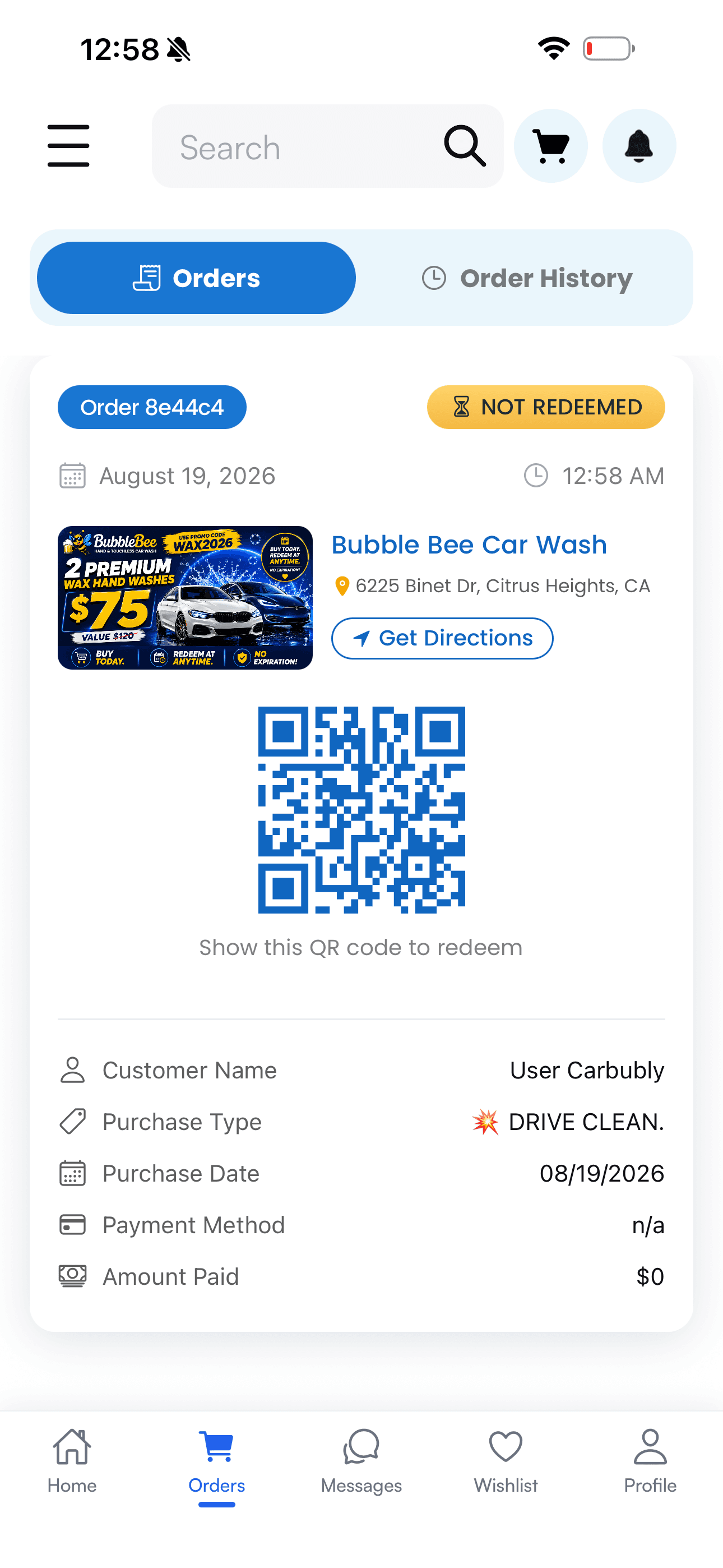 Redeem & Enjoy — Carbubly app screen