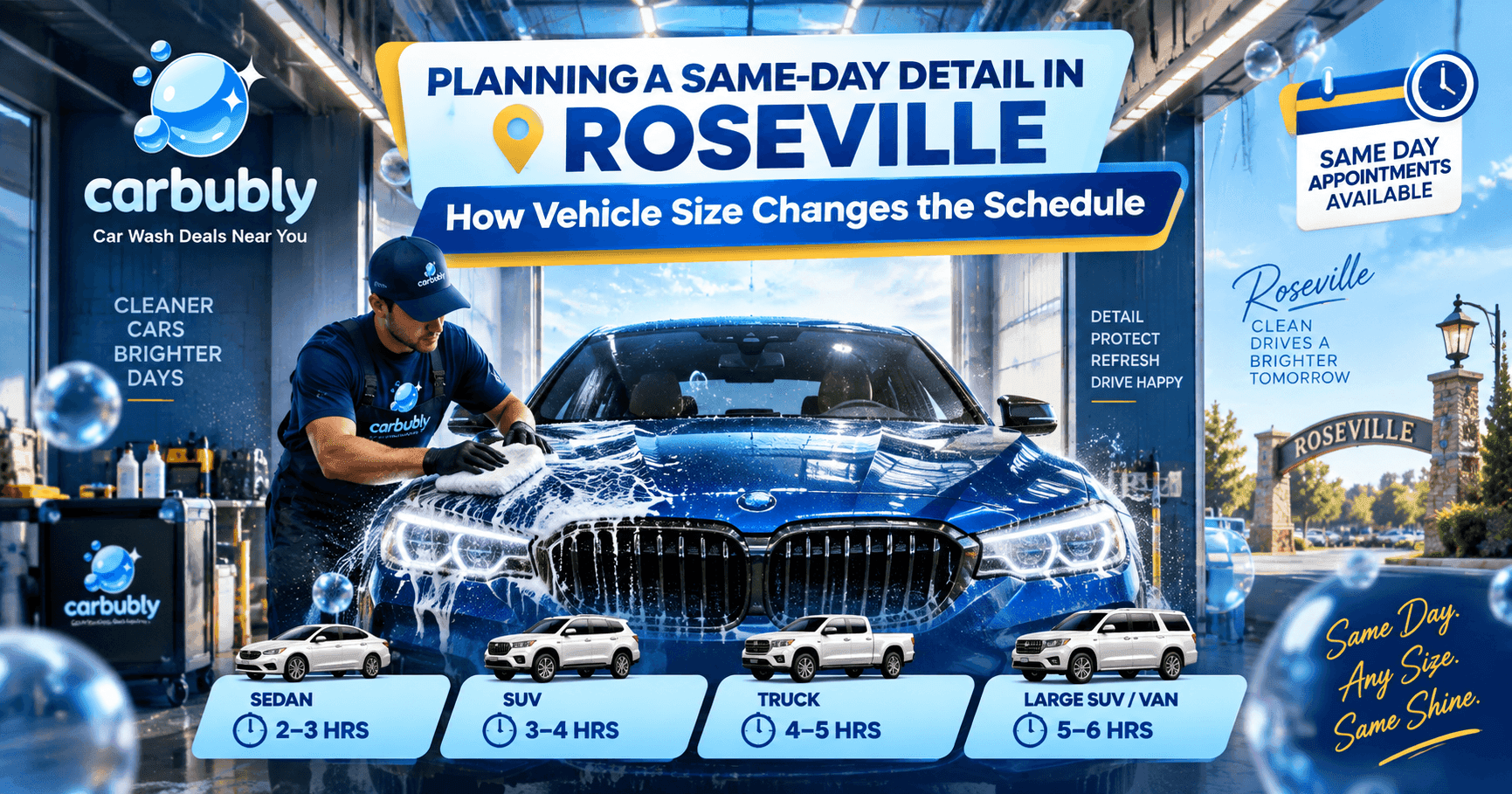 Same Day Detail in Roseville by Vehicle Size