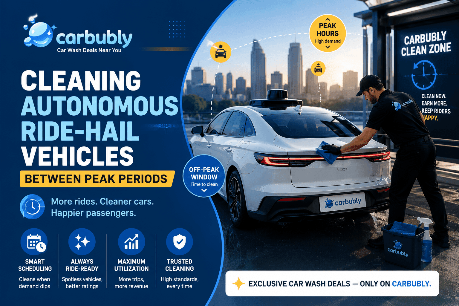 Cleaning Autonomous Ride-Hail Vehicles Between Peak Periods