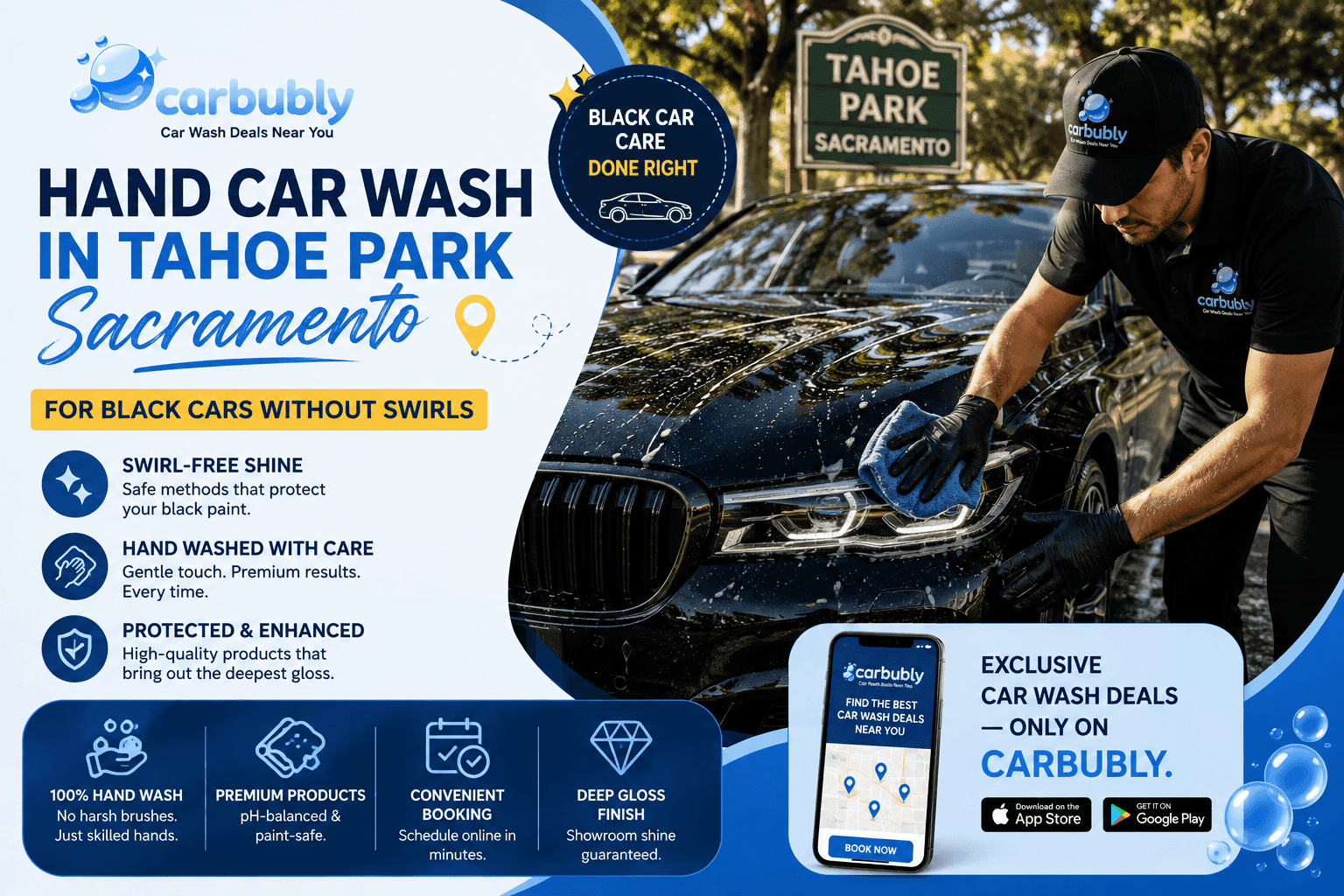 Hand Car Wash in Tahoe Park Sacramento for Black Cars