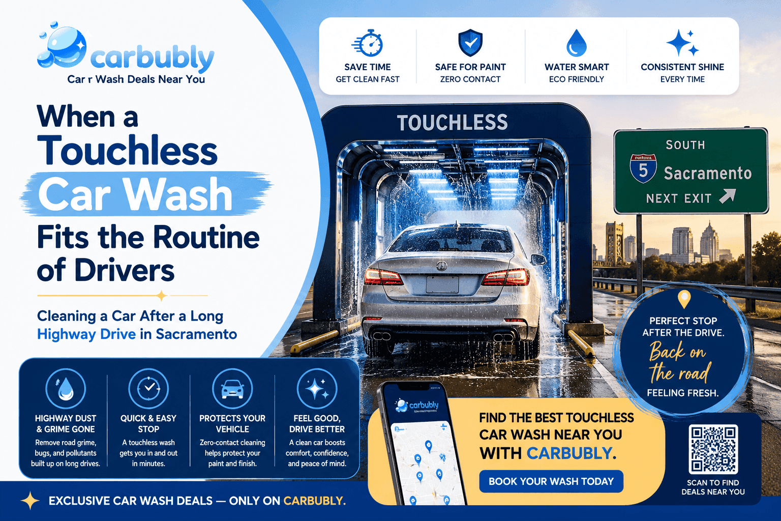 Touchless Car Wash After Highway Drive Sacramento
